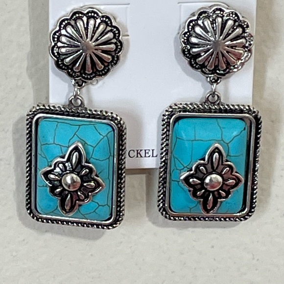 💕NEW ARRIVAL! Adi Love Turquoise and Silver Earrings - Picture 1 of 1